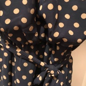 Short polka dot dress (navy and beige)